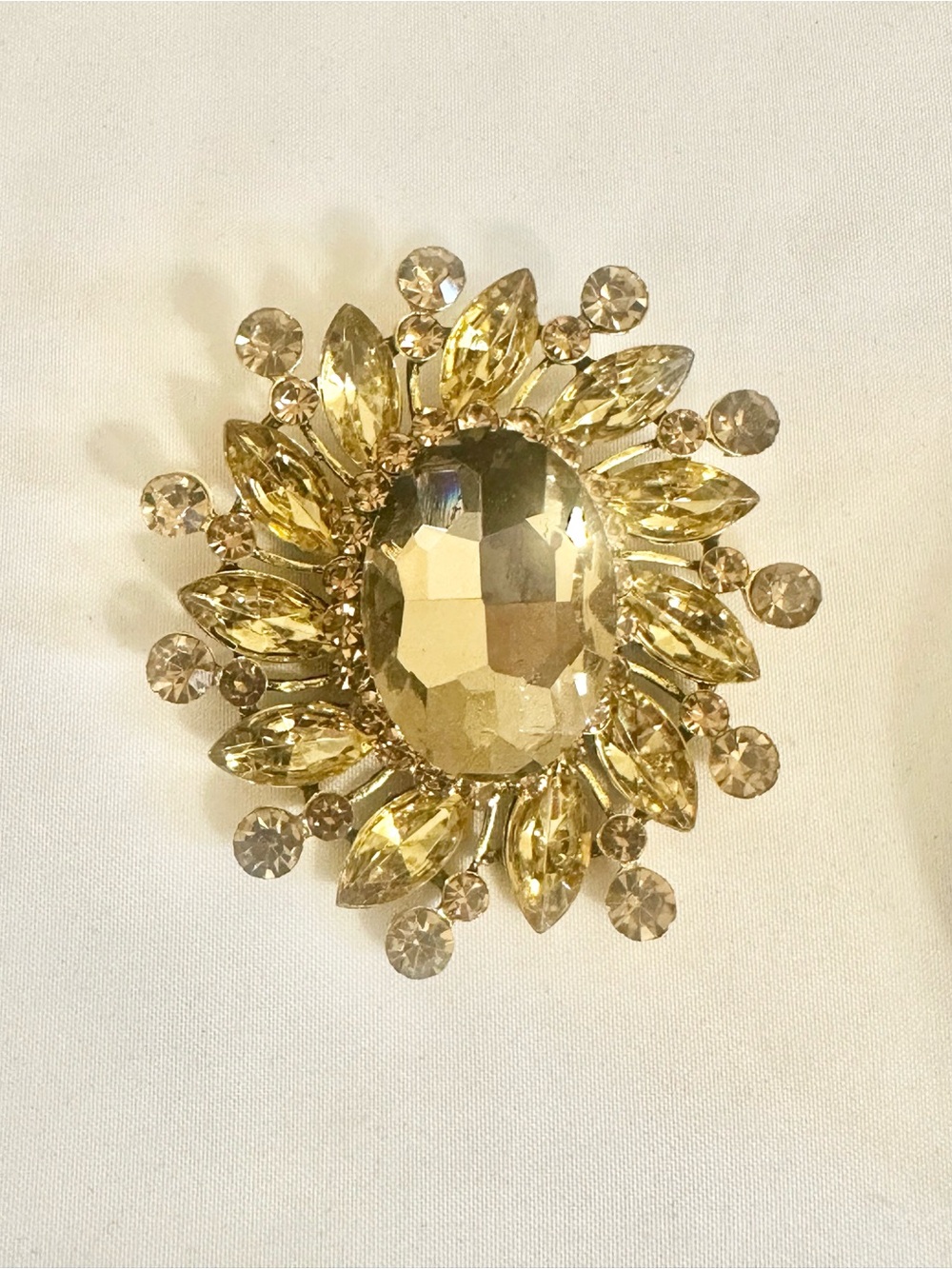 Fashion Jewelry Gold Crystal Sunburst Hair Brooch